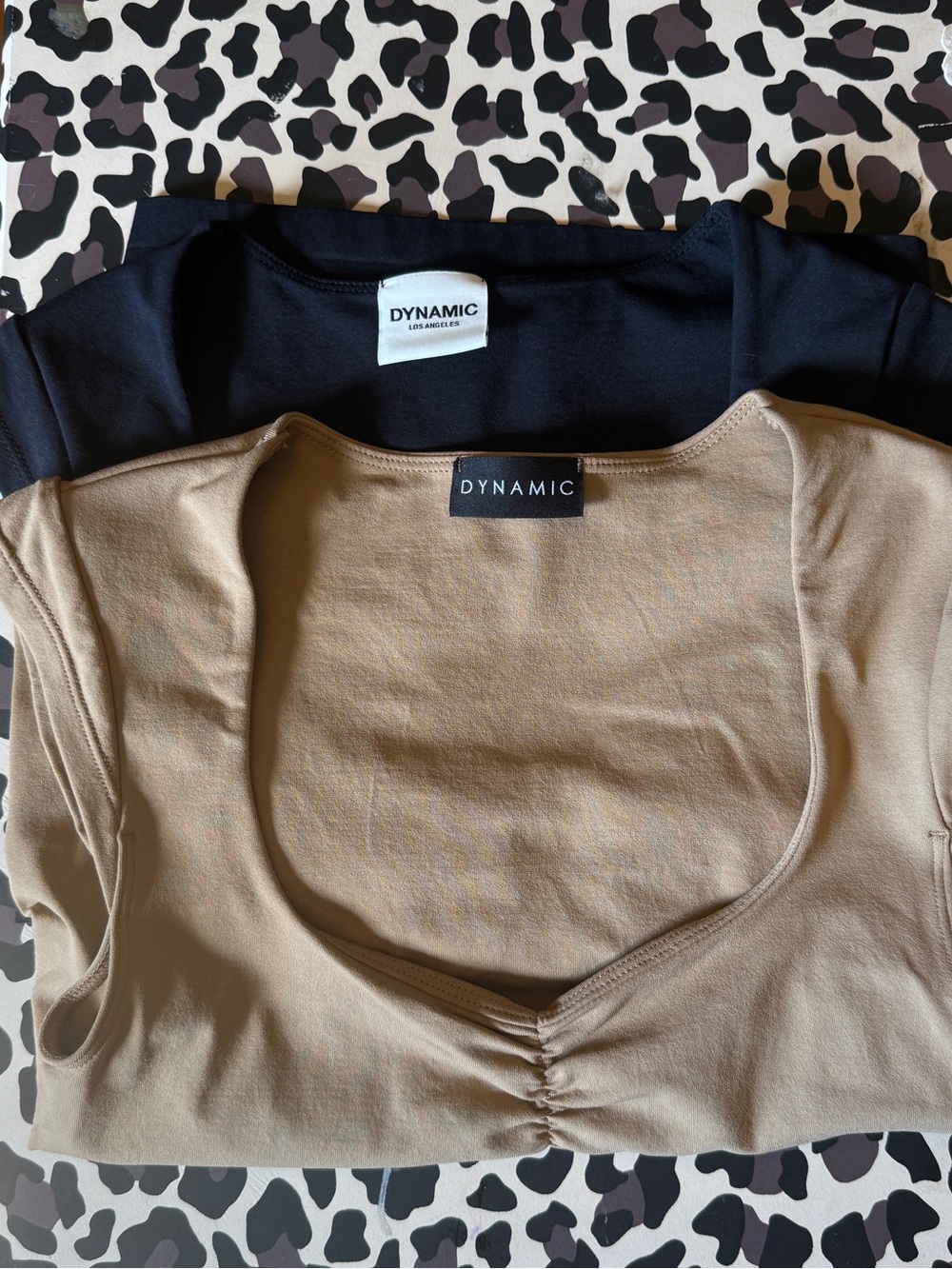 Dynamite Scoop Neck shirts 1 Black/ 1 Tan